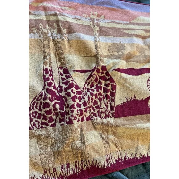 Beach Towel Body Towel SAFARI Giraffe Zebra Saydah Vintage 100% Cotton 56" x 30" - Picture 3 of 10
